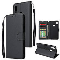 Чохол-книжка для Xiaomi Redmi 7 чорний гаманець шнурок на руку