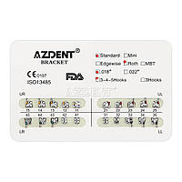 Металлические брекеты Azdent, Standart, Roth 0.18", hooks 3-4-5, 20 шт.