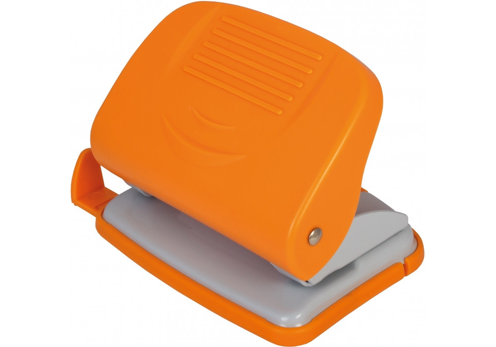 Діркопробивач до 20 арк., Economix, пласт. корпус, з лінійкою, помаранчевий E40134-06
