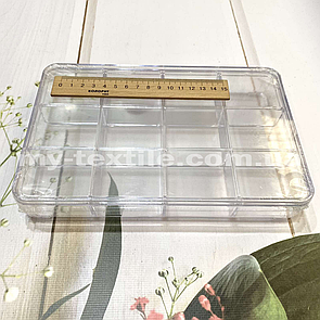 Органайзер пластиковий (контейнер) для зберігання фурнітури і бісеру 12 осередків у вигляді прямокутника