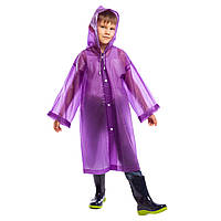 Плащ дощовик на дитину на кнопках багаторазовий фіолетовий C-1010