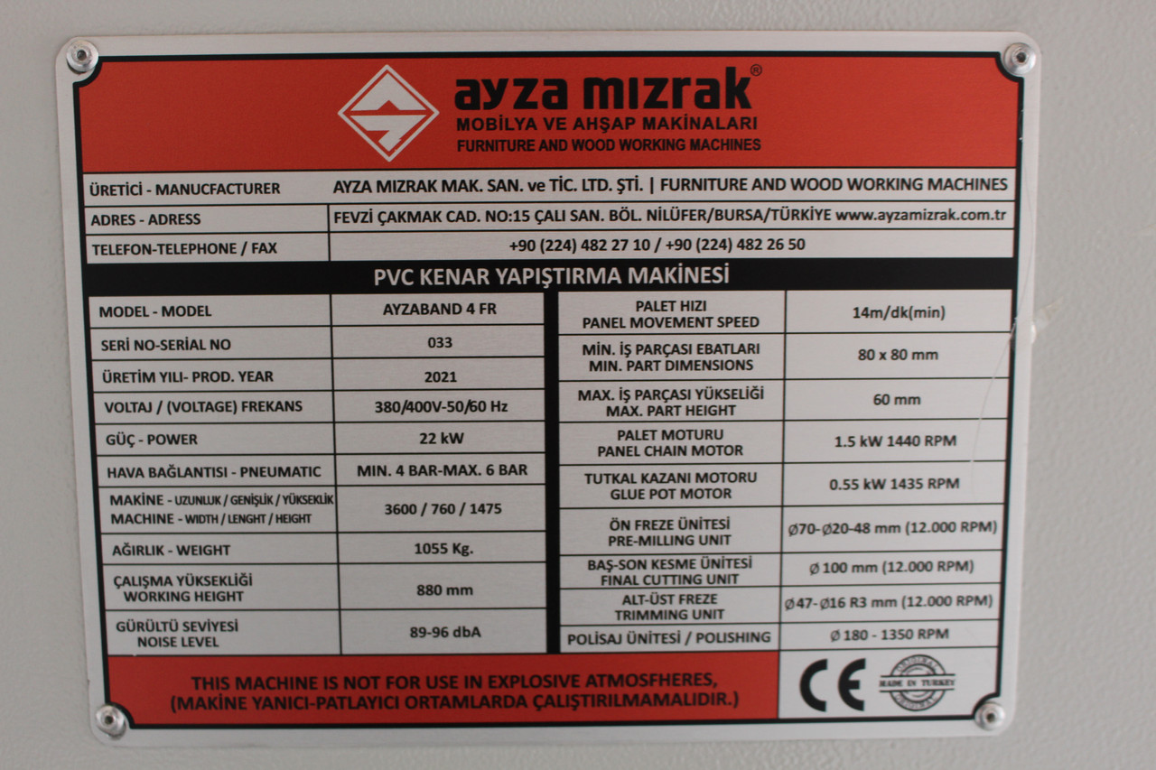 Кромкооблицовочный станок Ayza Mizrak Ayzaband 4FR - фото 10 - id-p1396514332