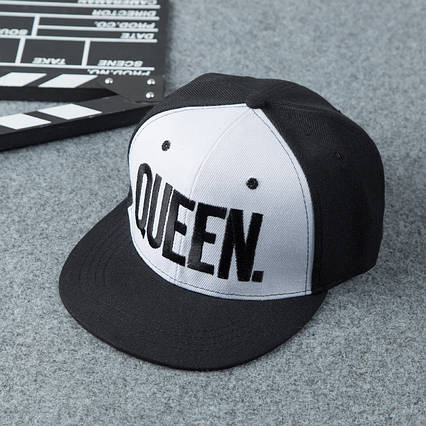 Снэпбек Snapback Кепка Бейсболка Снепбек City-A Queen Чорно-білий з чорним лого, фото 2