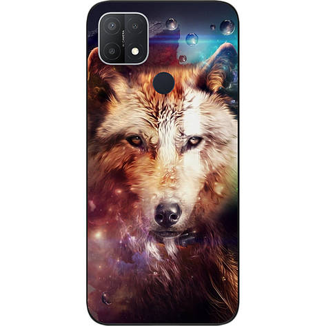 Чохол силіконовий для OPPO A15s з картинкою Космічний вовк, фото 1