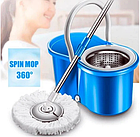 ОПТ Турбо швабра з відром Spin MOP 360 блакитна з віджимом для прибирання і миття підлоги, фото 4