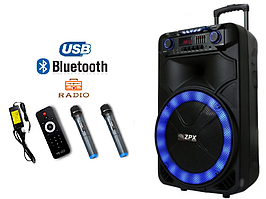 Портативна колонка з мікрофонами ZPX-7766 200W (TWS/Bluetooth/USB/FM)