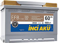 Акумулятор Inci Aku Nanogold Start-Stop EFB 60Ah/560A R+ Автомобільний L2 060 056 013 АКБ Туреччина НДС