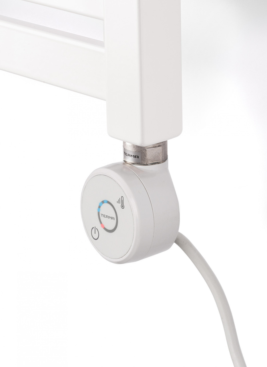 Белый электроТЭН TERMA DRY White в полотенцесушилку: управление + таймер 1-5 часов + LED подсветка. Польша 1/2