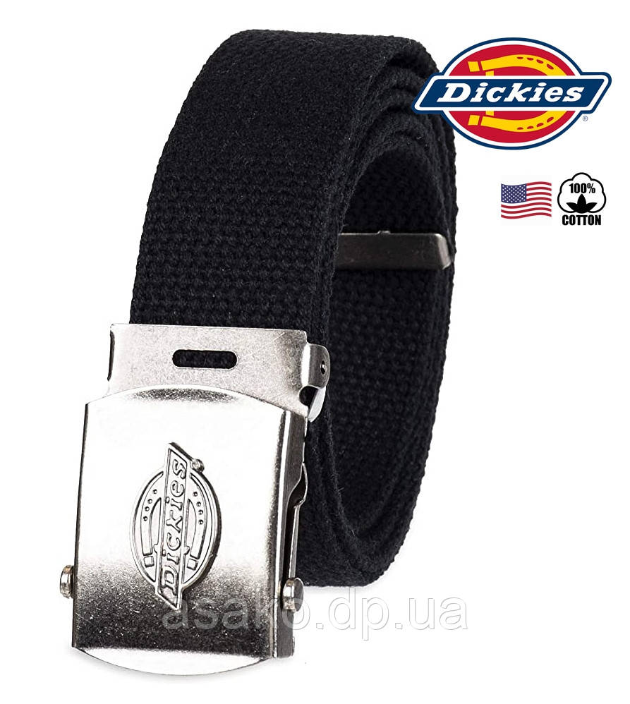 Ремінь чоловічий тканий Dickies® чорный (100% cotton) /один размір (до W42) - регулюється/ з США
