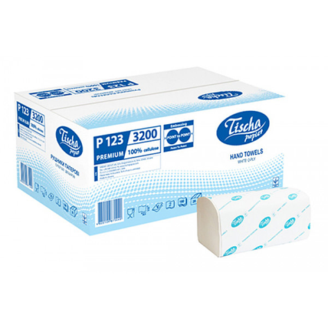 /Целюлозні рушники Vобразные PREMIUM 160 шт білий TISCHA PAPIER, фото 1