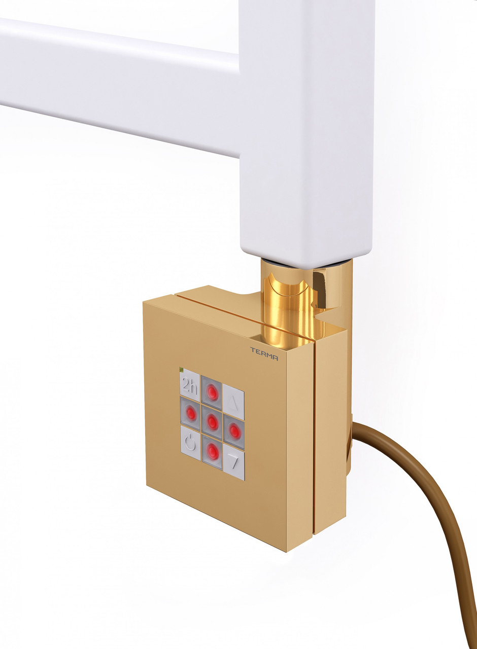 Золотий квадратний ТЕН TERMA KTX2 gold: регулювання 30-60С + таймер 2 год. + LED, для сушарки для рушників: 120-1000W