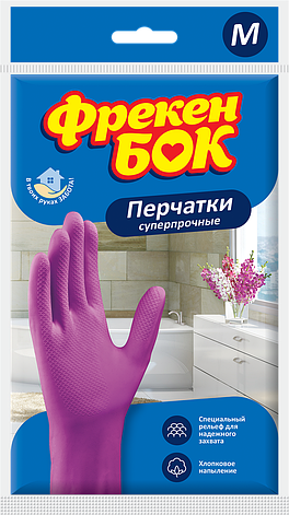 /Перчатки универсальные латексные суперпрочные размер M розовые ФРЕКЕН БОК без НДС, фото 1
