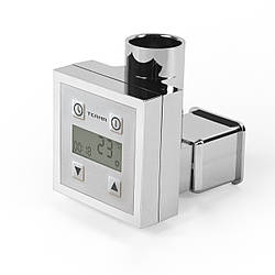 Квадратний електротен KTX3 MS chrome: LCD екран, Маскування кабелю + регулятор 30C-60С + 24 год. таймер, Польща