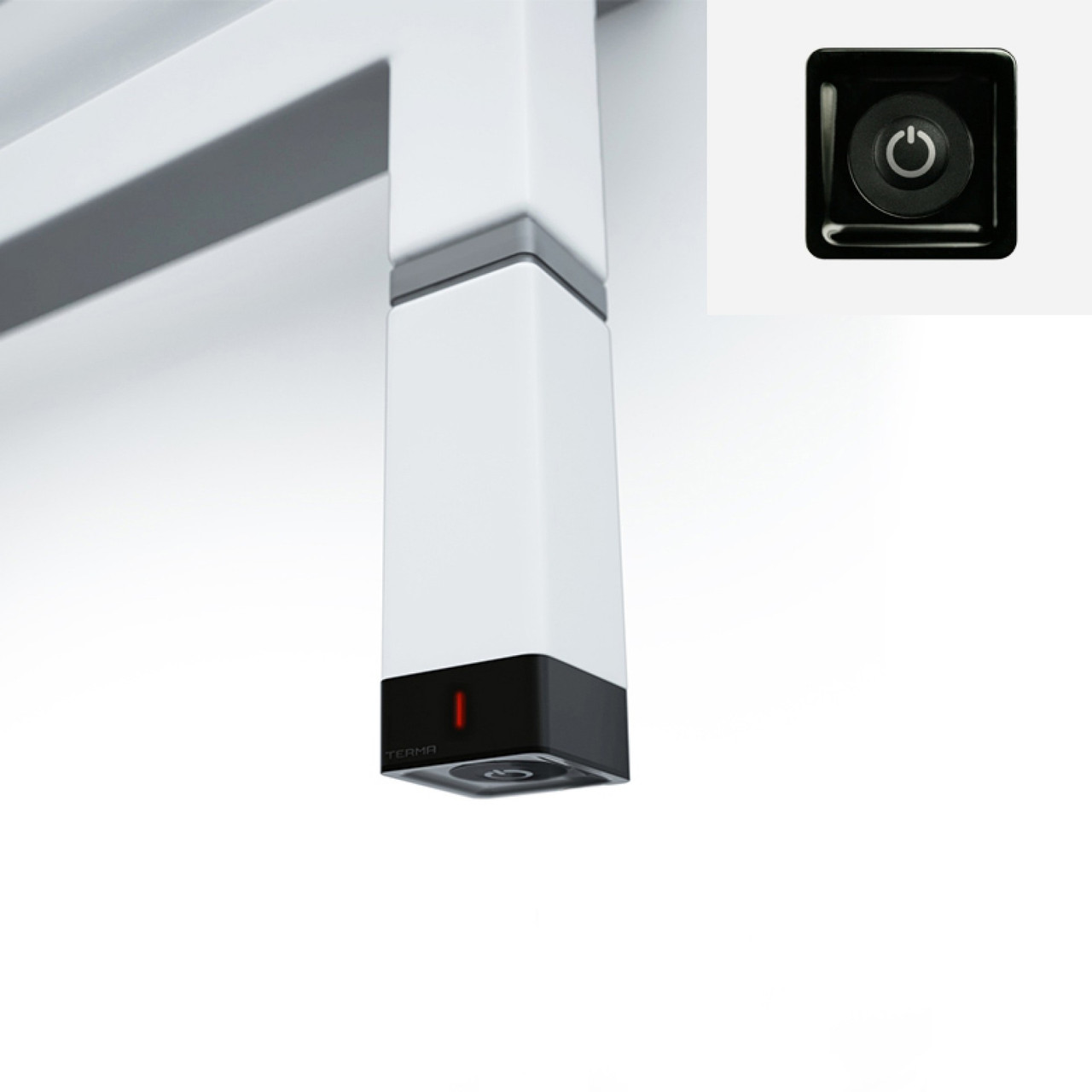 Білий квадратний ТЕН Terma ONE 30x30 white: регулятор 40-65С, таймер 2 год, + LED, під пульт ДК. 120-1000W