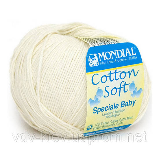 Пряжа бавовна Cotton Soft Котон Софт Mondial молочний 0466