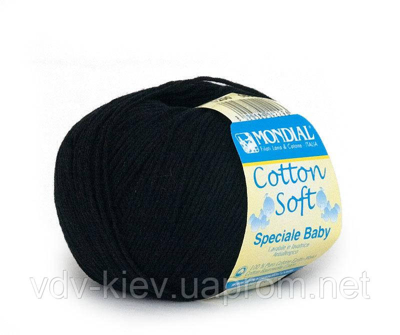 Пряжа бавовна Cotton Soft Коттон Софт Mondial чорний 0200