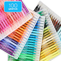 Большой набор аквамаркеров Brush для рисования и скетчинга, двусторонние маркеры на водной основе 100 цветов
