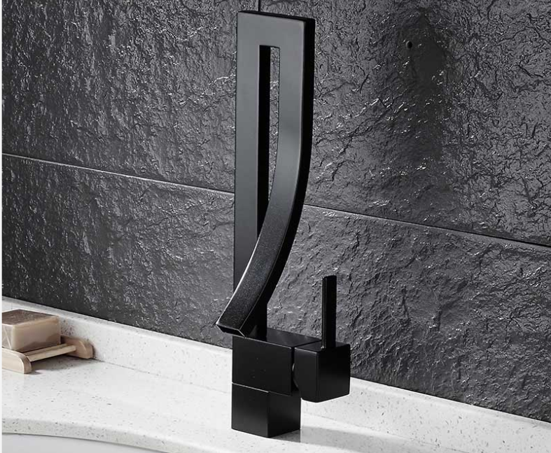 Змішувач сучасний одноважільний для ванни, кран для раковини сучасний дизайн WanFan Чорний матовий