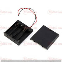 01-15-083. Корпус тримач 4 батарейок ААА, з кришкою, з проводами 15см