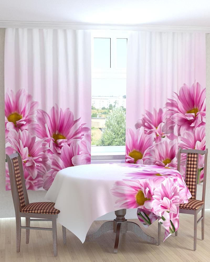 Фотошторы для кухни нежно розовые цветы - фото 1 - id-p592529885