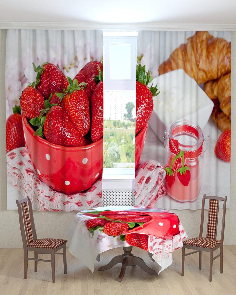 Фотоштори для кухні полуниця, фото 1