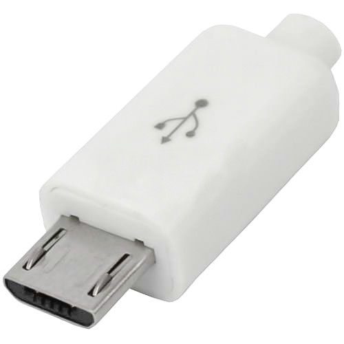 Штекер micro USB 5pin, під шнур, бакеліт, білий, 1уп-10шт