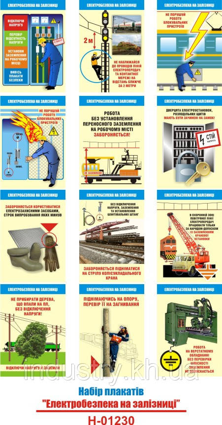 "Електробезпека на залізниці" (12 плакатів, ф. А3)