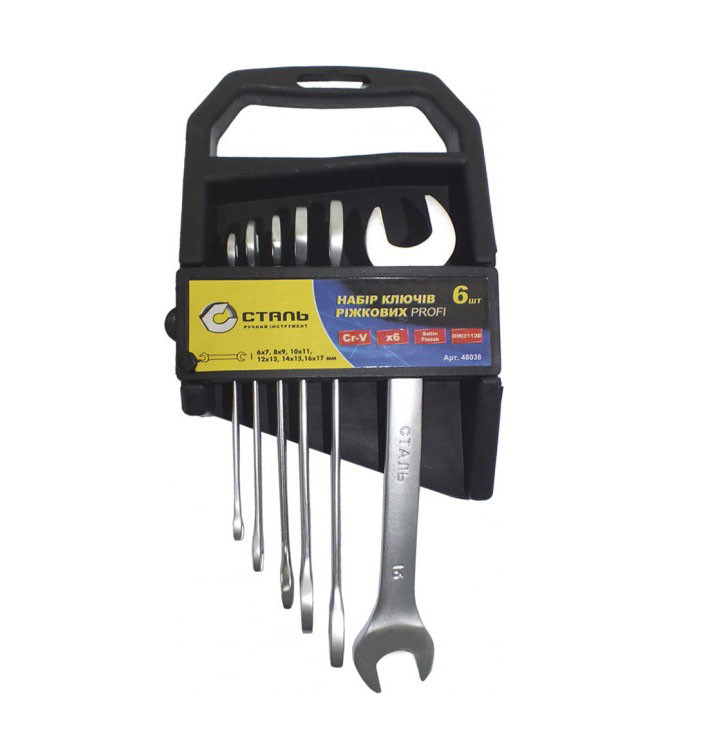 Набір ріжкових ключів Сталь Profi Cr-V (сатин, 6шт.)