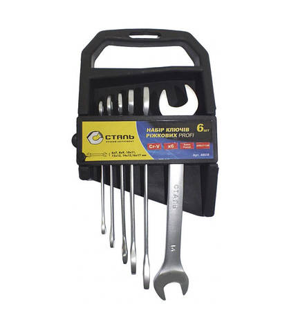 Набір ріжкових ключів Сталь Profi Cr-V (сатин, 6шт.), фото 1