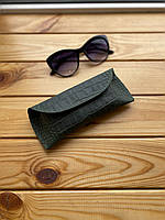 Шкіряний футляр для окулярів (чохол) зелений
