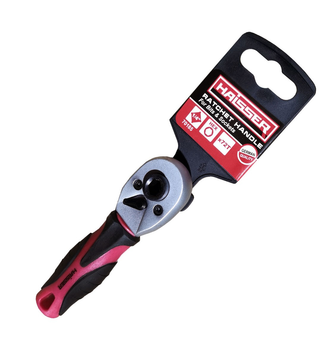 Ключ-тріскачка для головок і біт Haisser 1/4"-HEX, 72 зуба (70185)