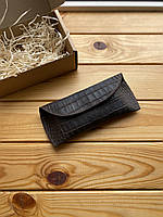 Шкіряний футляр для окулярів (чохол) коричневий