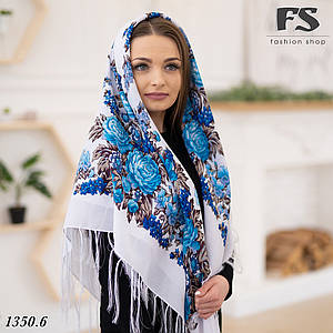 Біла  шерстяна хустина Слова любові