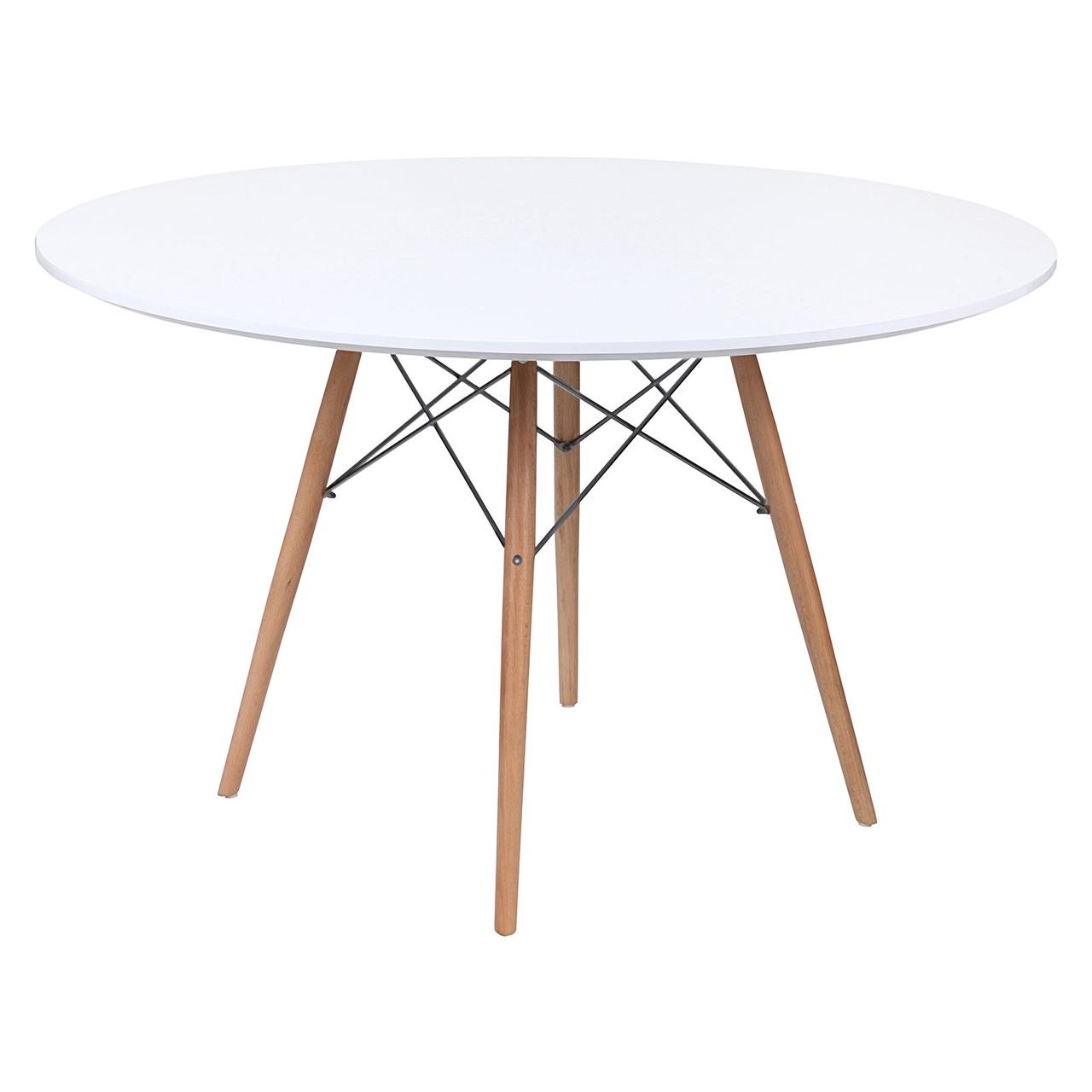 Стіл Тауер Вуд (Тауэр Вуд) обідній, дерев'яний, діаметр 120 см білий, фото 1