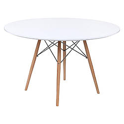 Стіл Тауер Вуд (Тауэр Вуд) обідній, дерев'яний, діаметр 120 см білий