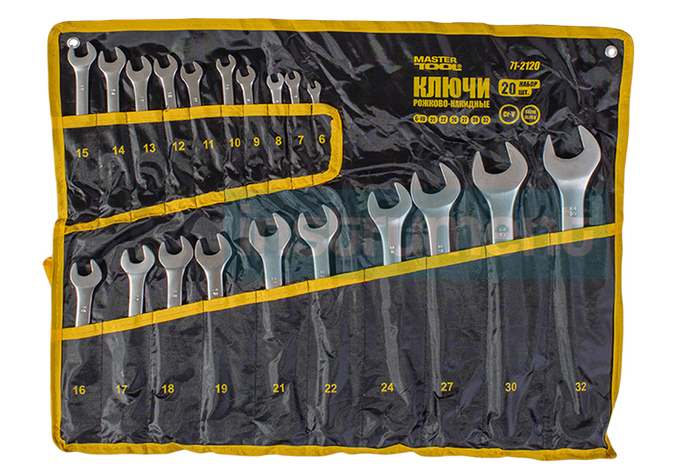 Набір ключів комбінованих Master Tool 71-2120 20 шт, фото 1
