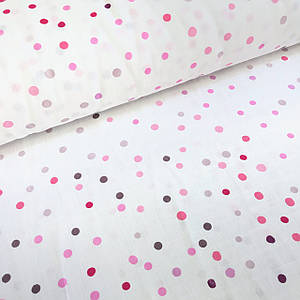 Тканина муслін Двошарова горошок акварель малиново-фіолетовий на білому (шир. 1,7 м S) (MS-S-0042)