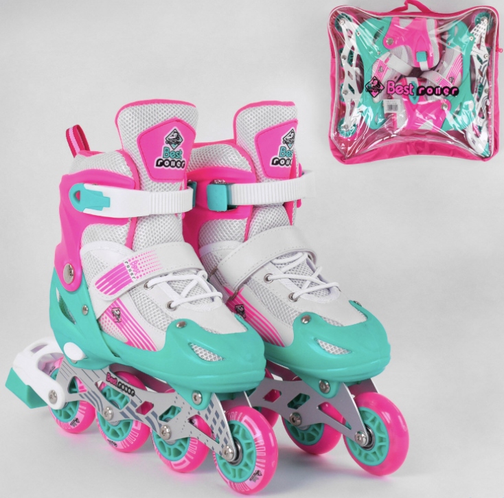 Ролики розсувні для дівчинки60048-S Best Roller, розмір 30-33 колеса PVC, бірюзові