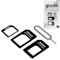 Nano, Micro Sim адаптер 3в1, переходник iPhone 4 5 + скрепка, 103324