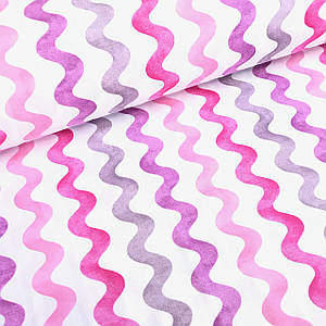 Тканина муслін Двошарова хвиля акварель малиново-фіолетова на білому (шир. 1,7 м) (MS-S-0195)