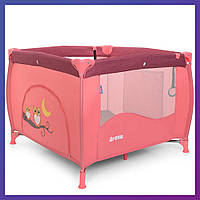 Детский игровой манеж-кровать квадратный El Camino ME 1030 Rose Len розовый с чехлом