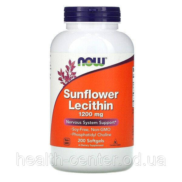 Лецитин соняшниковий 1200 мг 200 капс для здоров'я нервової системи і мозку Now Foods