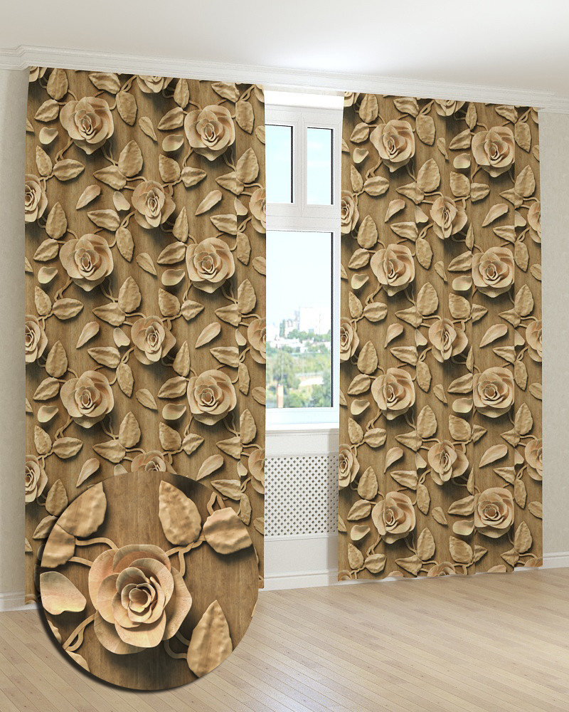 Штори з візерунком квіти дерево, фото 1