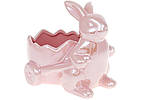 Кашпо Зайчик с тележкой, 17см, цвет - розовый 733-428