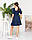 Плаття в горох приталене, арт 427, колір синій, фото 4