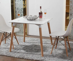 Стіл обідній квадратний, ніжки бук, Нурі 80х80 см білий