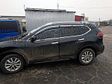 Вітровики з хромом молдингом (неіржавка сталь), дефлектори вікон Nissan X-Trail (T-32)/Nissan Rogue 2014-, фото 4
