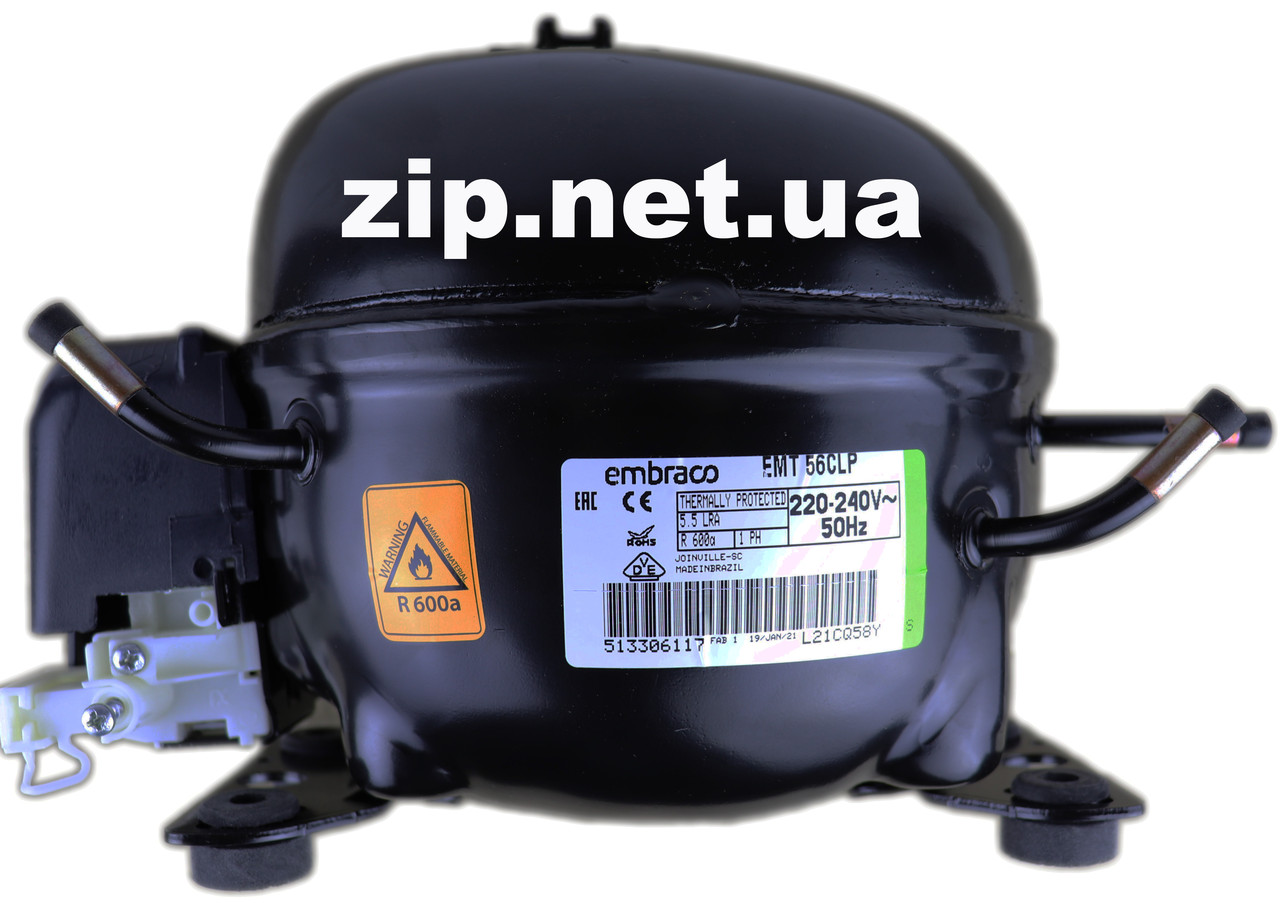 Компресор 159 W для холодильника Embraco EMT56CLP (9,04 куб.),(155 wt) R-600a Бразилія. гарантія 6 місяців