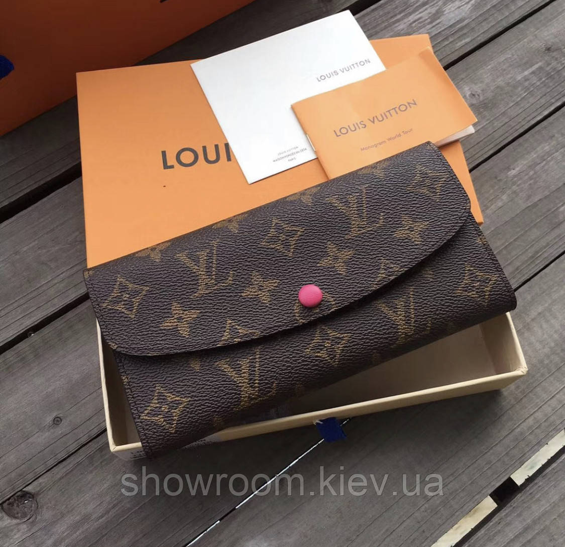 Жіночий шкіряний гаманець в стилі Louis Vuitton (60136) crimson Lux