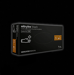 Рукавички нітрилові чорні: Mercator Medical nitrylex (в уп. 100 шт.), неопудрені, нестерильні розмір: XL